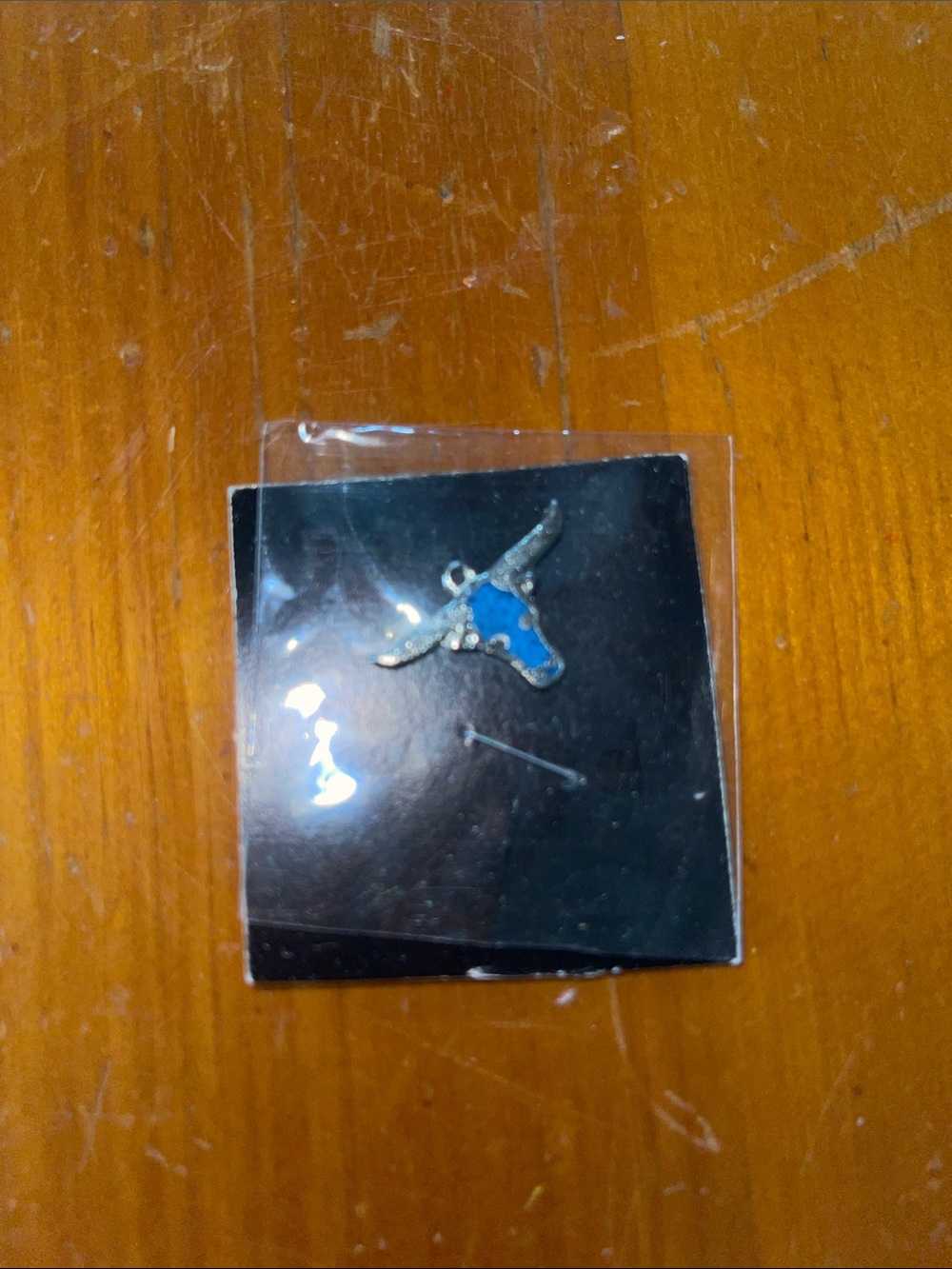 Silver Longhorn Bullet Pendant with Blue Accent